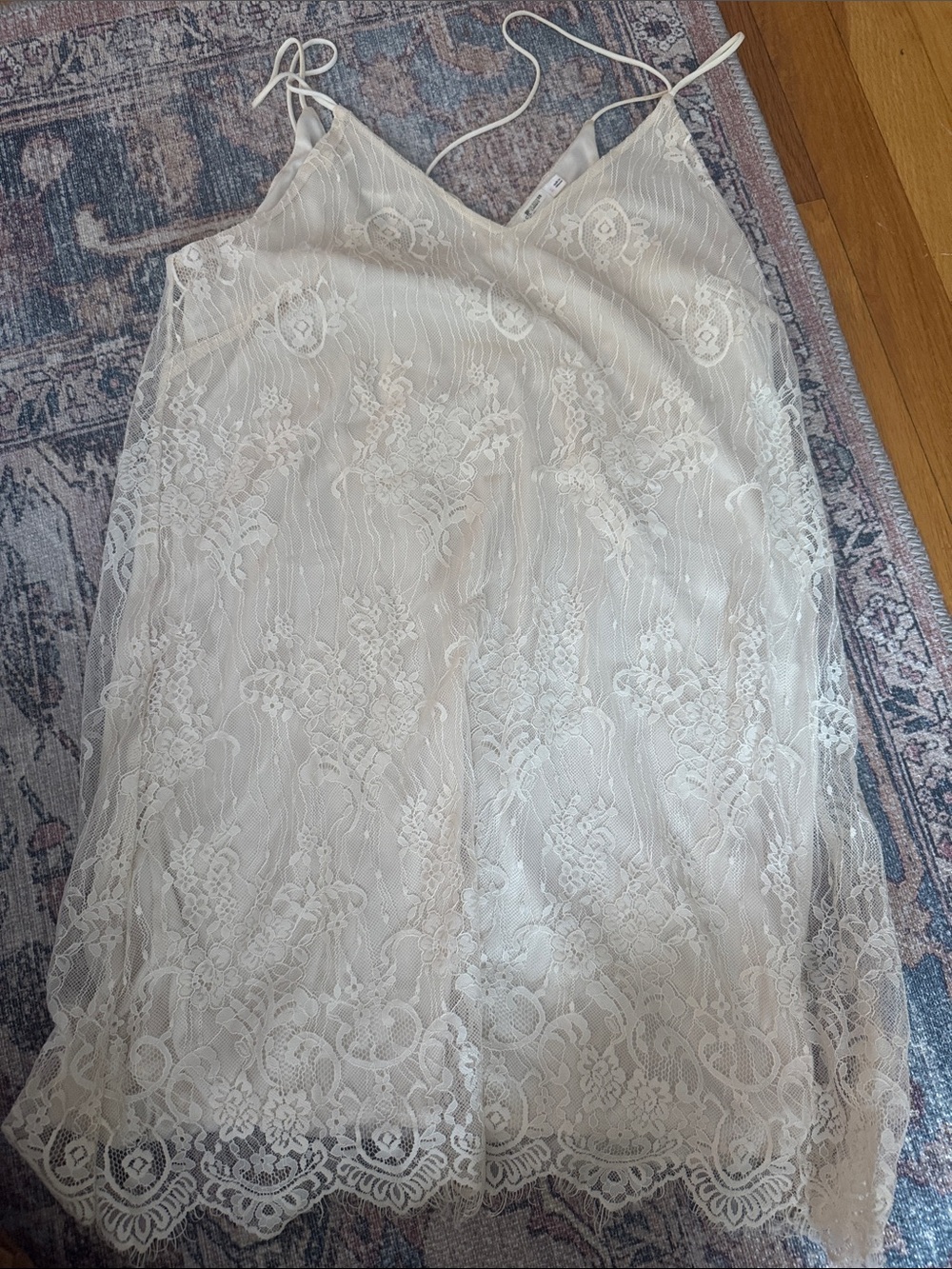 Boutique Lace Slip Dress in Ivory